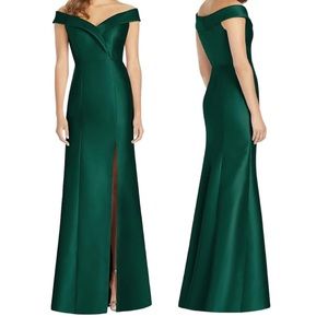 Alfred Sung Off Shoulder Cuff Trumpet gown